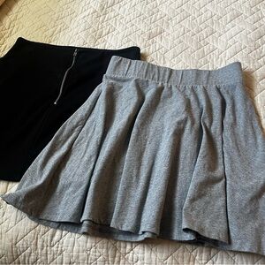 Forever 21 Gray A-Line and Xhilaration Black Pencil Miniskirts